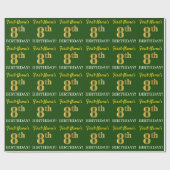 Green, Imitation Gold Look "8. BIRTHDAY" Geschenkpapier (Flach)