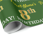 Green, Imitation Gold Look "8. BIRTHDAY" Geschenkpapier (Rolleneckpunkt)