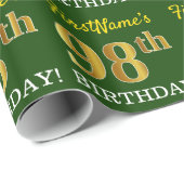 Green, Imitation Gold Look "98. GEBURTSTAG" Geschenkpapier (Rolleneckpunkt)