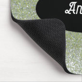 Green Imitats Glitzer Individuelle Name Mousepad (Ecke)
