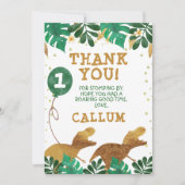 Green Imitats Gold Foil Dinosaurier Danke, Karte (Vorderseite)