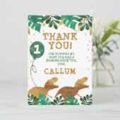 Green Imitats Gold Foil Dinosaurier Danke, Karte (Stehend Vorderseite)