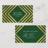 Green Imitats Gold Social Media Elegant Geometric Visitenkarte (Vorne/Hinten)