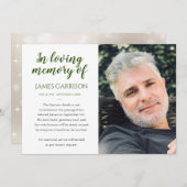 Green in Love Memory Foto Death Ankündigung (Vorne/Hinten)