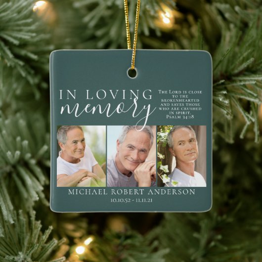 Green in Love Memory Foto Memorial Tribute Keramikornament (Baum)