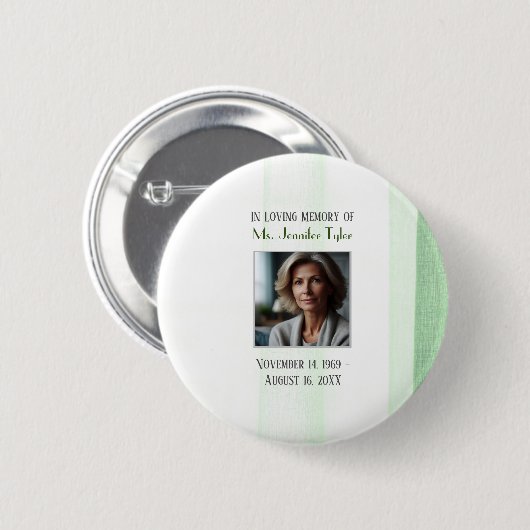 Green in Love Memory Funeral Memorial Keepake Button (Vorne & Hinten)