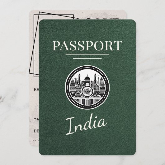 Green India Passport Save the Date (Vorne/Hinten)