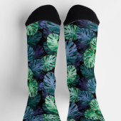 Green & Indigo Tropical Monstera Blätter Socken (Oben)