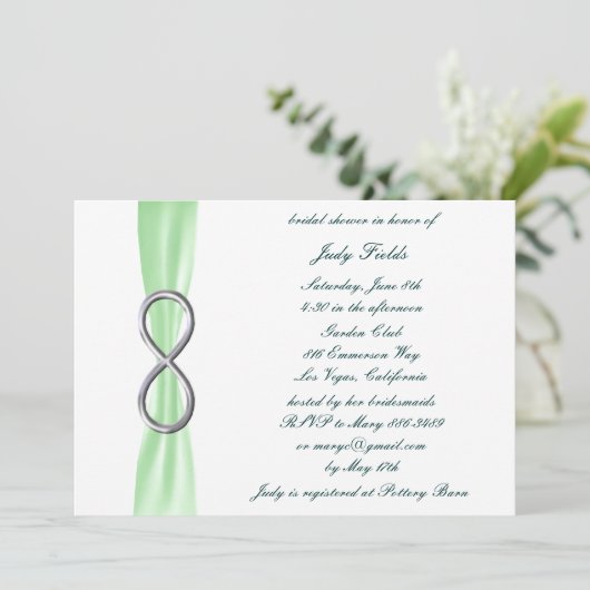 Green Infinity Bridal Dusche Einladung (Stehend Vorderseite)