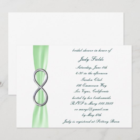 Green Infinity Bridal Dusche Einladung (Vorne/Hinten)