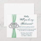 Green Infinity Heart Bridesmaid Card Einladung (Vorne/Hinten)