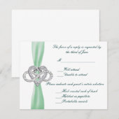 Green Infinity Heart Response Card RSVP Karte (Vorne/Hinten)