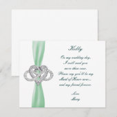 Green Infinity Heart Trauzeugin Card Einladung (Vorne/Hinten)
