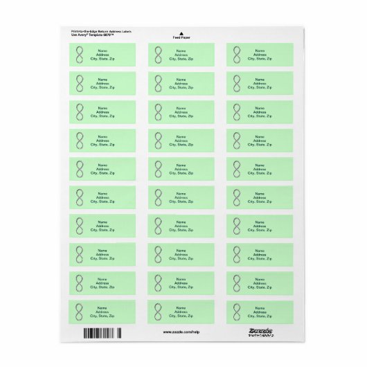 Green Infinity Wedding Address Labels (Vorne)