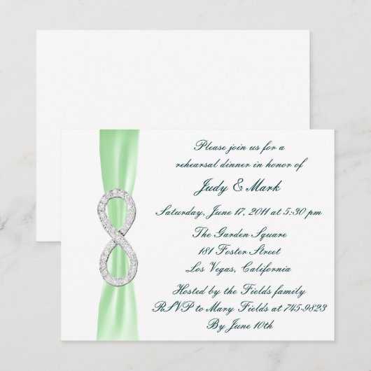 Green Infinity Wedding Probe Dinner Einladung (Vorne/Hinten)
