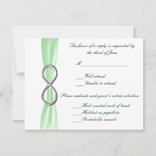 Green Infinity Wedding Response Card RSVP Karte (Vorderseite)