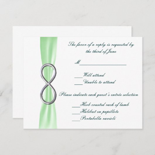 Green Infinity Wedding Response Card RSVP Karte (Vorne/Hinten)