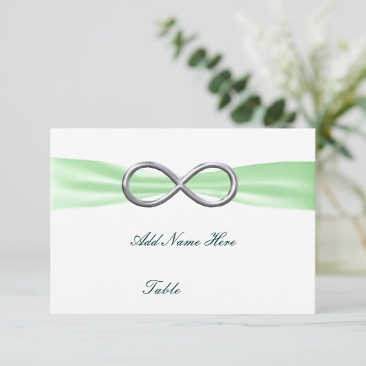 Green Infinity Wedding Table Platzkarte (Stehend Vorderseite)
