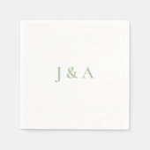 Green Initials Wedding Napkin Serviette (Vorderseite)