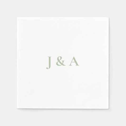 Green Initials Wedding Napkin Serviette (Vorderseite)