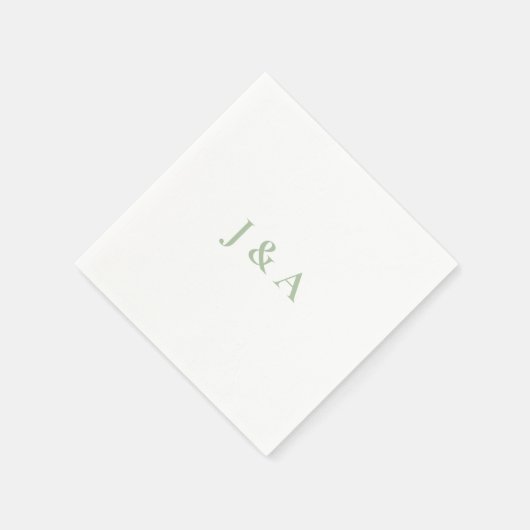 Green Initials Wedding Napkin Serviette (Ecke)