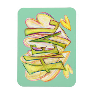 Green Inspirational Word Heal Art Magnete