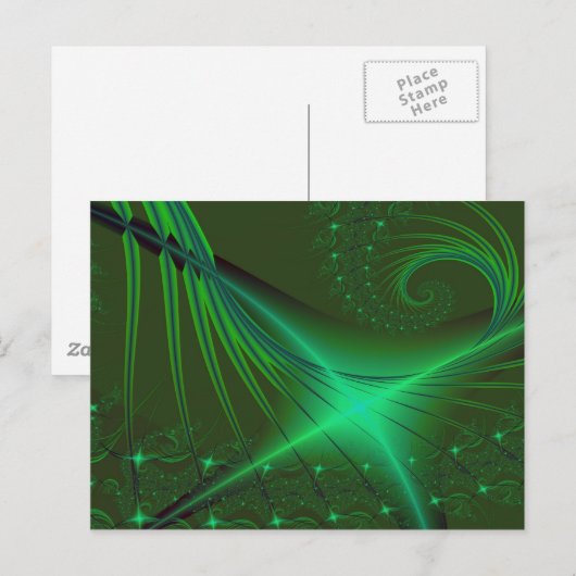 Green Interrumped Fraktal Art Postkarte (Vorne/Hinten)