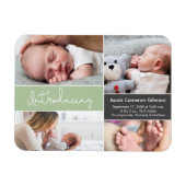 Green Introducing Baby Boy Custom Foto Collage Magnet (Horizontal)