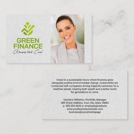 Green Investing Logo | Financial Advisor Visitenkarte (Vorne/Hinten)