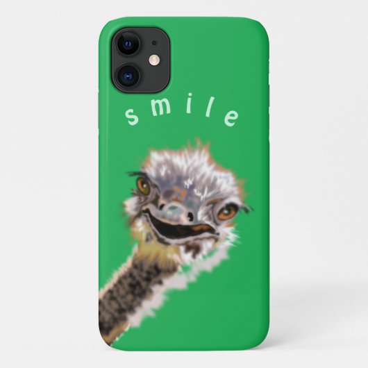 Green iPhone Case mit Funny Ostrich - Lächeln (Rückseite)