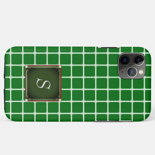 Green iPhone Case Square Muster Monogram (Rückseite (Horizontal))