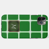 Green iPhone Case Square Muster Monogram (Rückseite (Horizontal))