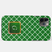 Green iPhone Case Square Muster Monogram (Rückseite (Horizontal))