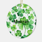 Green Ireland Kleeblatt Irish Surname Name Custom Keramik Ornament (Links)