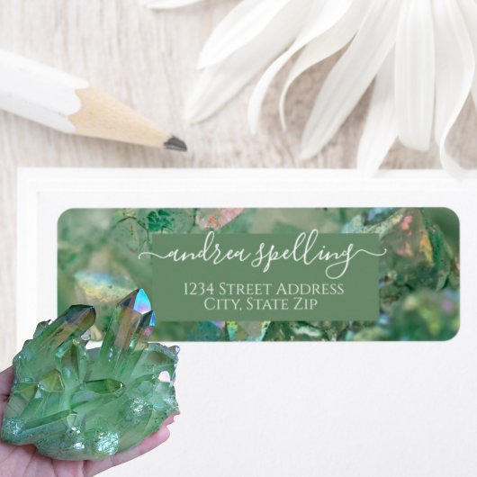 Green Iridescent Crystal Return Address-Label