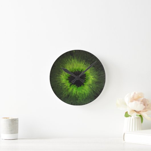 Green Iris Wall Clock Runde Wanduhr (Zuhause)