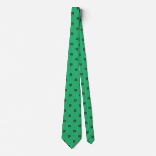 Green Irish 4 Leaf Clover Polka Dots Muster Krawatte (Vorderseite)
