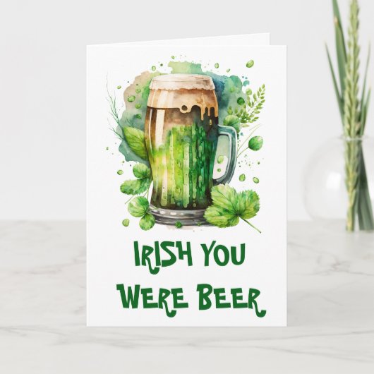 Green Irish Beer Clover Funny St Patricks Day Card Ankündigung (Vorderseite)
