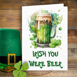 Green Irish Beer Clover Funny St Patricks Day Card Ankündigung