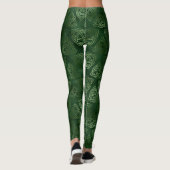 Green Irish Celtic Knot Trinity Triangle Pattern Leggings (Rückseite)