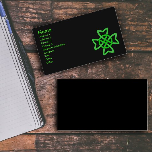 Green Irish Celtic Knot Visitenkarte