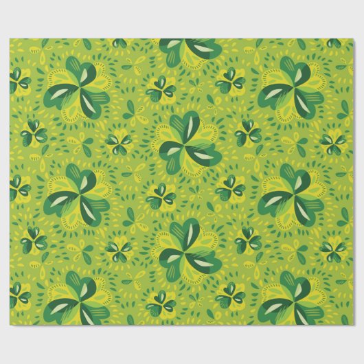 Green Irish Clover Pattern Geschenkpapier (Flach)