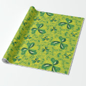 Green Irish Clover Pattern Geschenkpapier (Ungerollt)