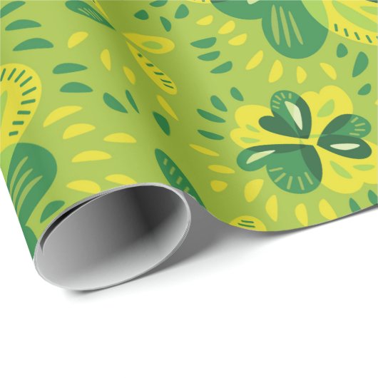 Green Irish Clover Pattern Geschenkpapier (Rolleneckpunkt)