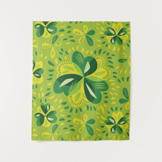 Green Irish Clover Pattern Wandteppich (Vorderseite)