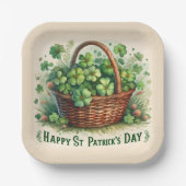 Green Irish Clover St Patrick's Day Paper Plate Pappteller (Vorderseite)