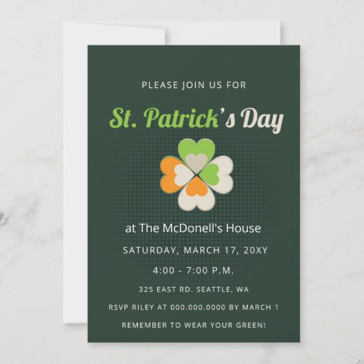Green Irish Flag Kleeblatt St Patricks Day Einladung (Vorderseite)