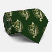 Green Irish Harp & Kleeblatt Neck Tie Krawatte (Gerollt)