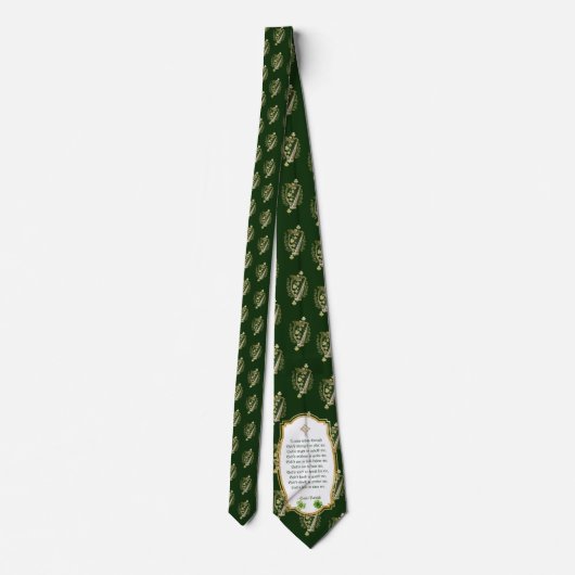 Green Irish Harp & Kleeblatt St Patrick Neck Tie Krawatte (Rückseite)