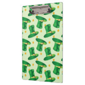 Green Irish Hat-Muster , Art Patrick's Day Design Klemmbrett (Links)